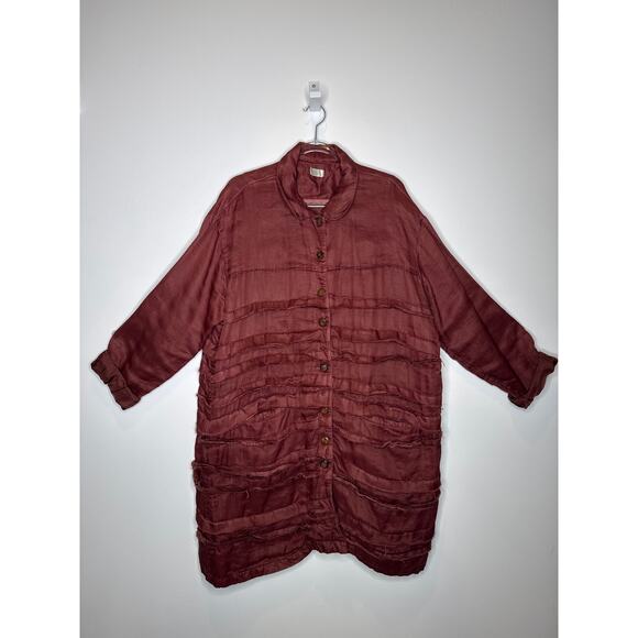 2000s Krista Larson Mauve Crinkled Silk Overshirt Jacket One Size - Picture 14 of 14